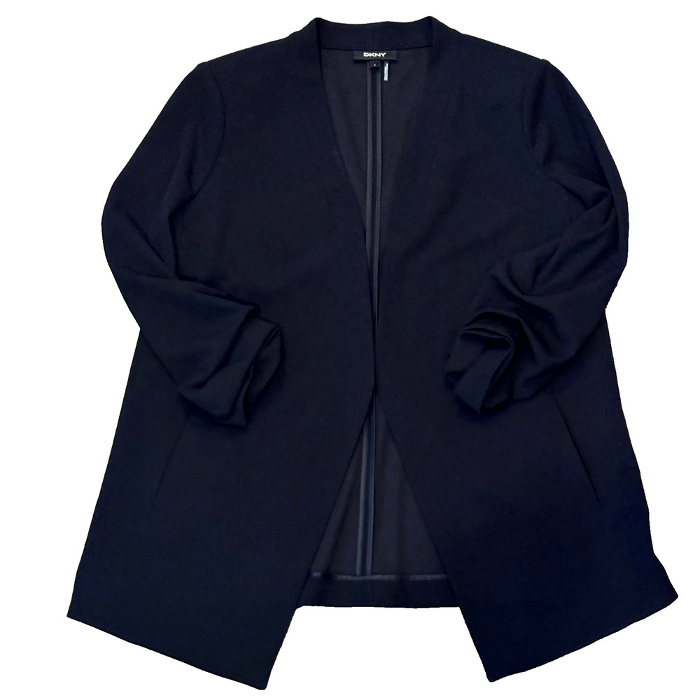 DKNY WOMENS BLACK BLAZER WOMENS POLYESTER SPANDEX SIZE LARGE